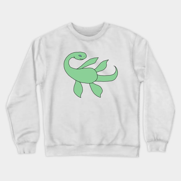 Dino Nessie - Green Crewneck Sweatshirt by Walking Fox Designs